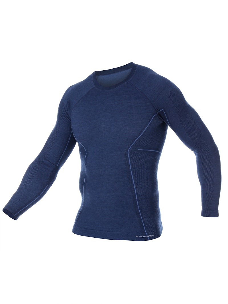 Pánské spodní triko s dl. rukávem Brubeck Active Wool Tmavě modrá XXL